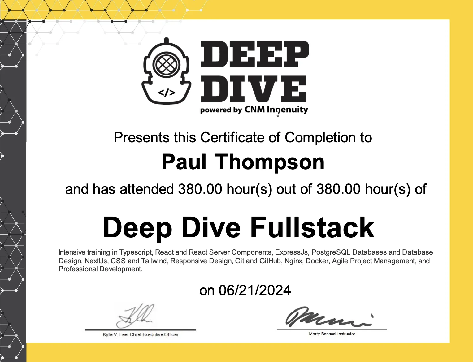 Deep Dive Full Stack Blockchain Certificate